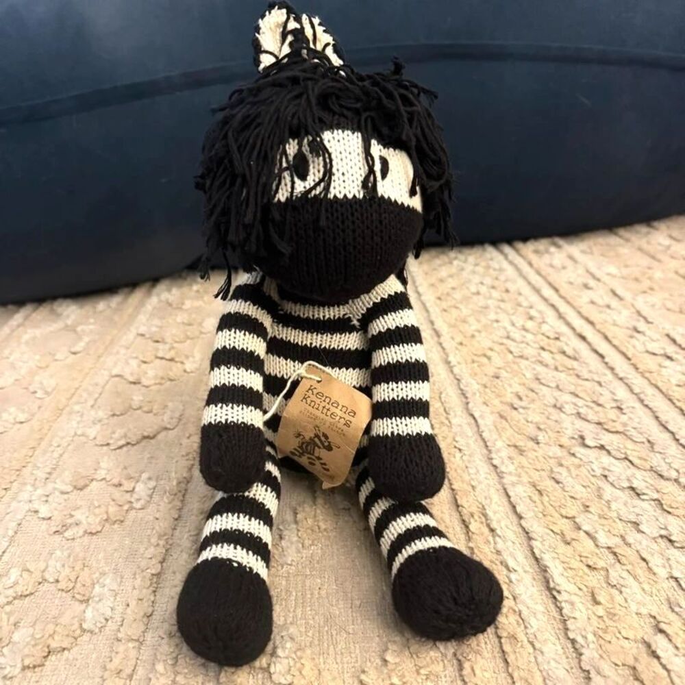 Kenana Knitters Zebra Plush Handmade Kenya Organic Cotton 16”
